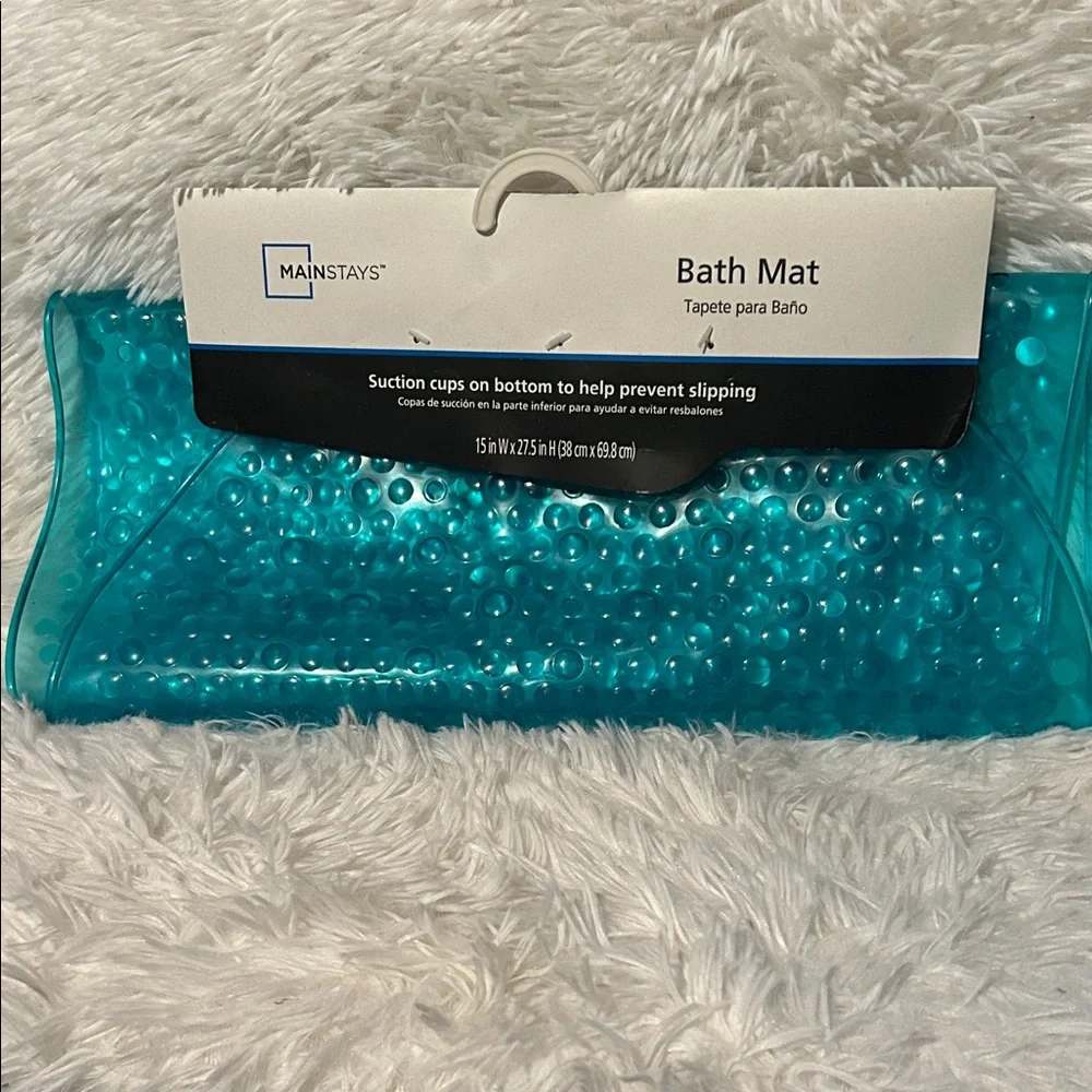 🩶5/$30 Mainstays Teal Textured Oval Bath Mat with Suction Cup Buttom NEW